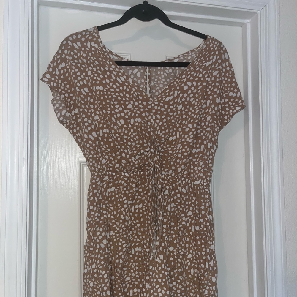 Tan and White Polka Dot Romper